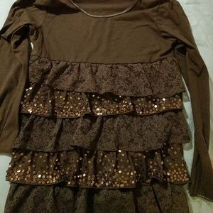 Girls brown Justice dress shirt size 14